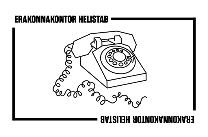 „Erakonnakontor helistab“ kaardi tagakülg ketastelefoniga